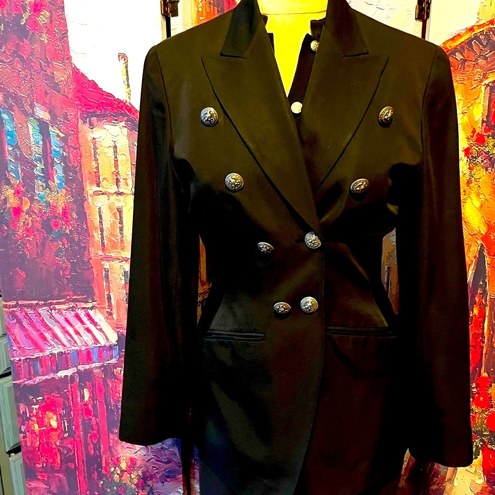DKNY Military black double breasted fitted jacket